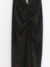 OUDE WAAG 25 autumn and winter stretch velvet pleated skirt OW-OW-25AW-SK17T1GR590-ML dark green